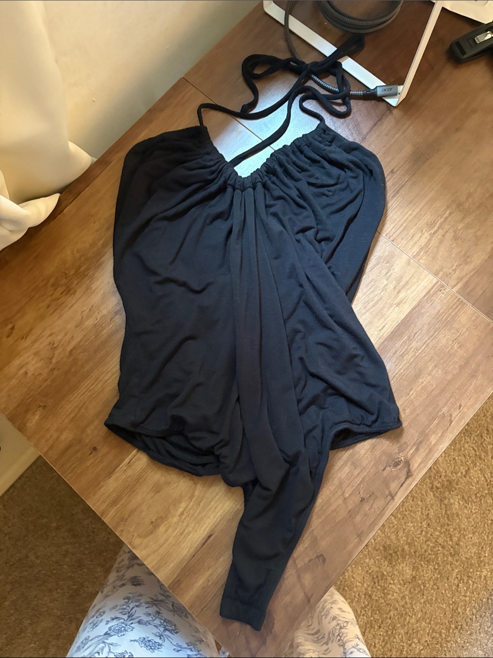 Forever 21 Black Halter Camisole with Gathered Neckline